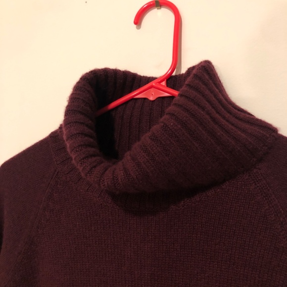 Ann Taylor Sz. S 100% Cashmere Burgundy Turtleneck Sweater Tunic - Picture 7 of 11
